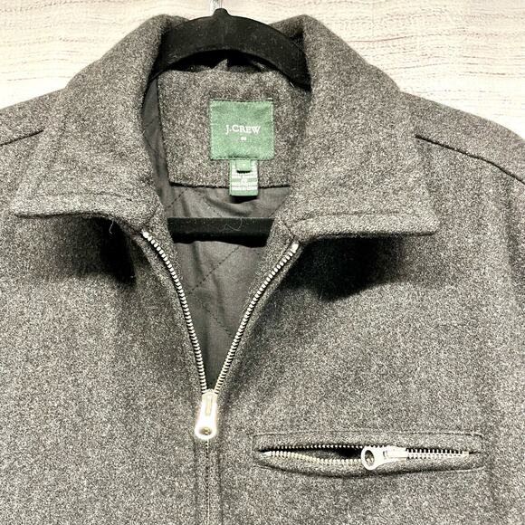 J. Crew Factory Charcoal Gray Wool Zip Front Biker Jacket Size S - Picture 2 of 13